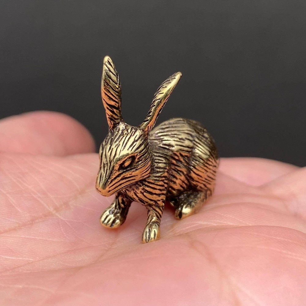 Brass Rabbit Figurine Miniature Abundance Totem Altar Decor Spirit Animal
